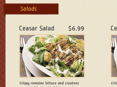 Salad Anyone? html leather restaurant ribbons salad