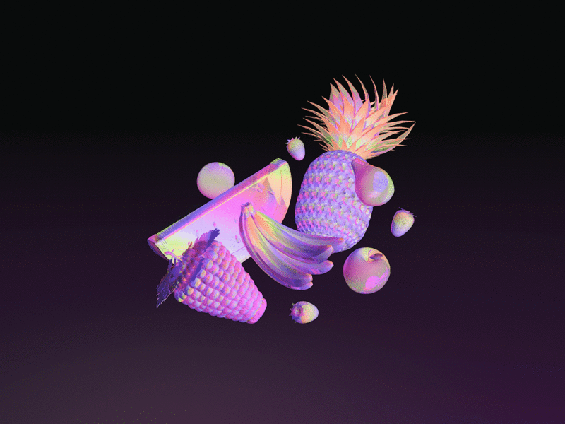 3d fruits make noise in a nightclub cinema 4d fruits illustration