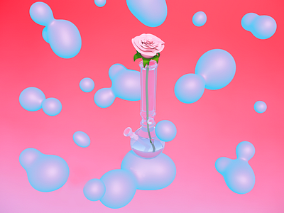 flower for beloved bong bubble cinema 4d illustration metaballs rose