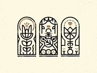 illustration set branding flower gold icon illustration line logo mark modern plant symbol texture