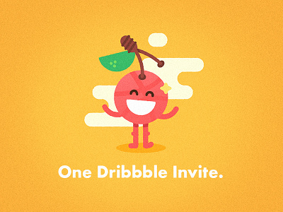 Only ONE Dribbble invite 🍒 character cherry color dribbble giveaway illustration invitation invite invites player ticket