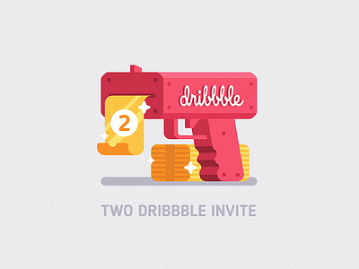 2x Dribbble Invites ✌️ debut dribbble invite giveaway gold gun icon invitation invites player ticket vector