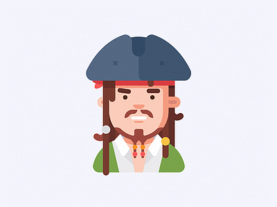 Jack ☠️ captain character face flat icon jack line movie pirates of the caribbean sparrow vector