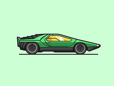 1968 Alfa Romeo auto car color flat icon illustration line minimal rider simple vector
