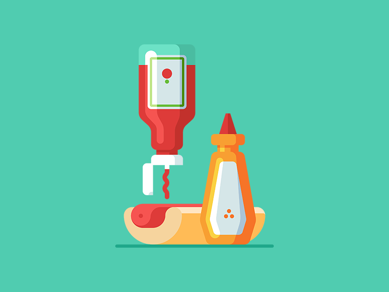 Hot Dog 🌭 bottle hot dog icon illustration ketchup minimal tomato vector web