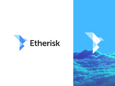 Etherisk - Logo branding storage identity geometry geometric icon help design balance illustration line logo mark symbol blue simple bird origami