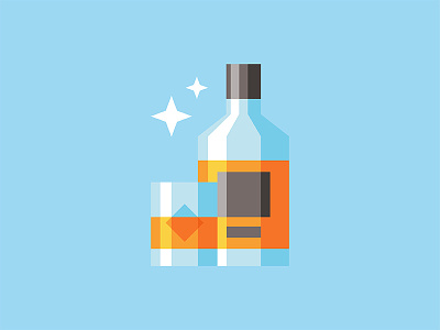 Whiskey - Style#1 alcohol bottle glass gradient ice icon illustration minimal star vector web whiskey