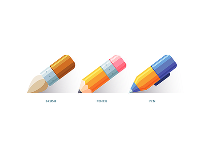 Icon Set brush draw icon illustration minimal pen pencil vector web