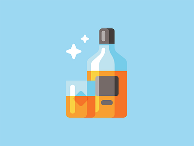 Whiskey - Style#2 alcohol bottle glass gradient ice icon illustration minimal star vector web whiskey