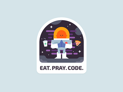 Sticker astronaut character clean cosmos food icon illustration line minimal sticker vector web