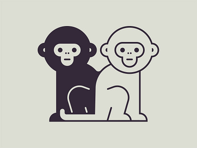 Monkeys animal cute design icon illustration line minimal monkey new primate style vector