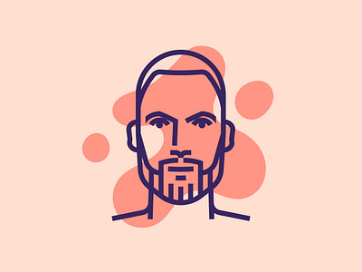 Self Portrait beard character color design icon illustration line man me minimal portrait self vector