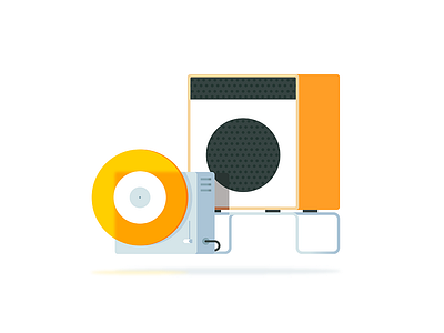 Player & Speaker braun clean dieter rams flat gradient icon illustration line player simple speaker vector