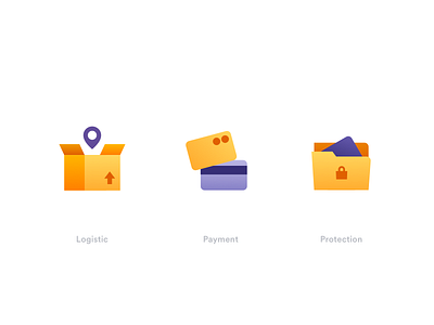 Icons flat gradient icon illustration logistic minimal payment protection vector