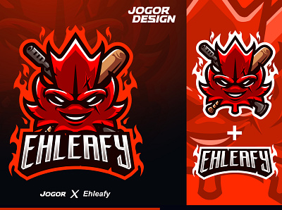 Ehleafy Canadian esport streamer logo Projects canada canadian character ehleafy esports logo fire illustration jogor leaf logo mascot red top typogaphy vector