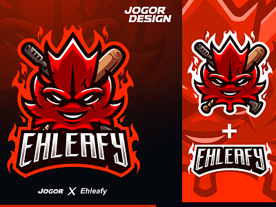 Ehleafy Canadian esport streamer logo Projects canada canadian character ehleafy esports logo fire illustration jogor leaf logo mascot red top typogaphy vector