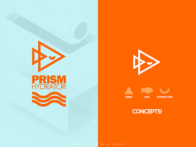Prism Hydrator Company Logo! blue branding design design process fish graphic design hydrator illustration logo logo design orange presentation smile ui water
