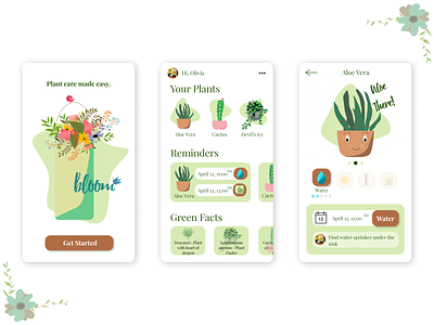 Plant Care App app design figma illustration mobile app ui uidesign ux