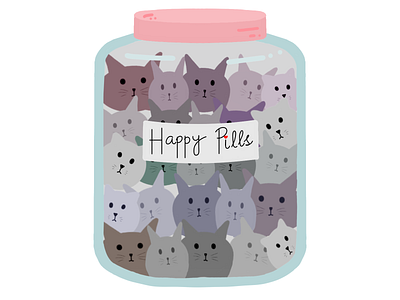 Happy pills 😻 animal design illustration minimal ui vector