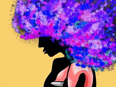 Girl with colourful hair illustration design hair illustration minimal ui vector