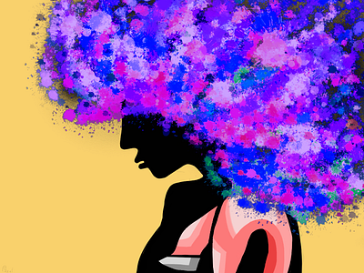 Girl with colourful hair illustration