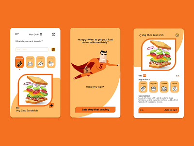 Food Delivery App application clean ui delivery figma figmadesign food illustration minimal mobile mobile app mobile ui order ui uiux vector vector illustration