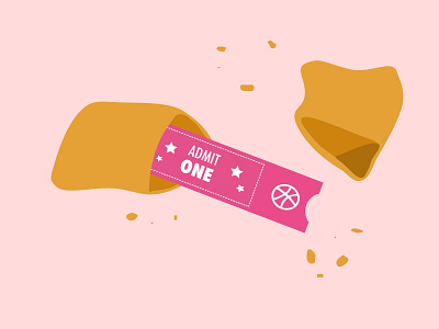 Fortune cookie with one free dribbble invite art design fortune cookie free illustration invite invite giveaway minimal ui vector
