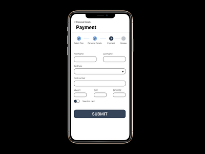 UI for filling out a credit card