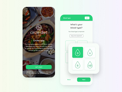 Nutrition and Diet App Onboarding - Circle Diet for Life app design diet diet app food food app fruit green meal mobile app mobile design onboarding personalize quiz redesign ui ux