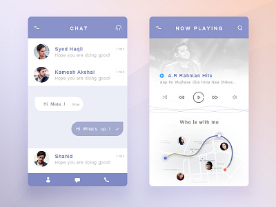 Share my favorite song with friends app chat chennai icons interaction ios mobile app music player ui design vector