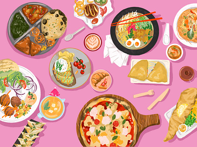 Food Coma deliveroo food apps foodie illustration procreate