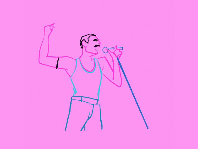 No Time For Losers animated gif animation freddie mercury illustration line art live aid pride month queen