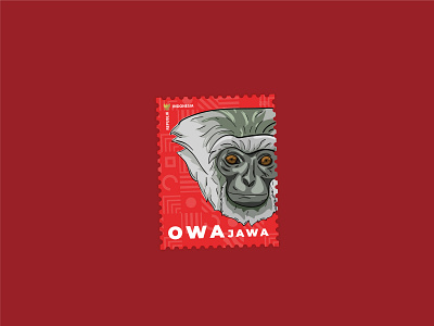 Owa Jawa Stamp design drawing illustration monkey stamp stamps typography vector