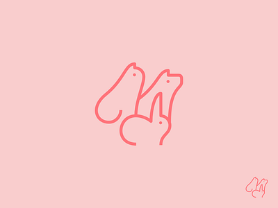 Trio cat colour design dog icon iconography rabbit