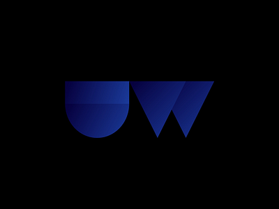 UW blue color colour geometric gradient letter shape type typography vector