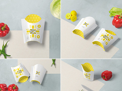 Fries Box Mockups box branding cone design food fries healthy mock mockup packaging packing presentation scene takeaway up