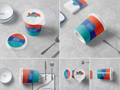 Yogurt Cup with Foil Lid Mockups