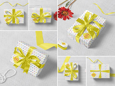 Gift Box Mockups box branding gift mock mockup packaging packing paper present scene surprise up wrapped wrapper wrapping
