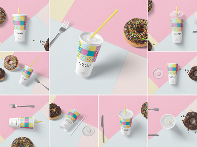 Long Disposable Paper Cup Mockups