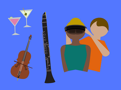 Random Illustrations chello clarinet cocktails flat hololens illustrations martini