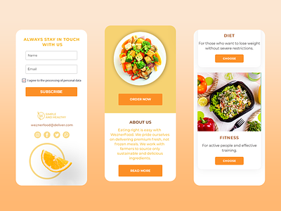 Healthy Food Delivery mobile version delivery delivery service design food food delivery healthy food landing page main page meal minimalism mobile version orange ready made food ui ux web web design website