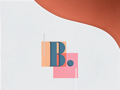 'B'. paper cutout typography design