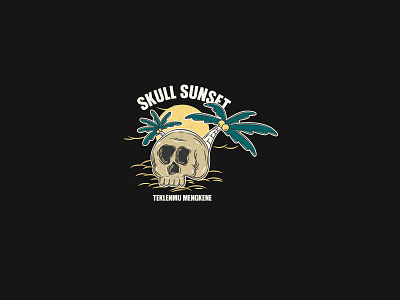 Skull Sunset badge design branding design merchandise design sunset vector