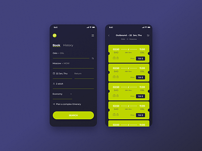 Concept Airline Ticket Booking Mobile App UI