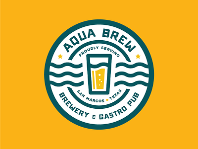 Aqua Brew badge beer brewery circle gastro logo pub round texas typography water