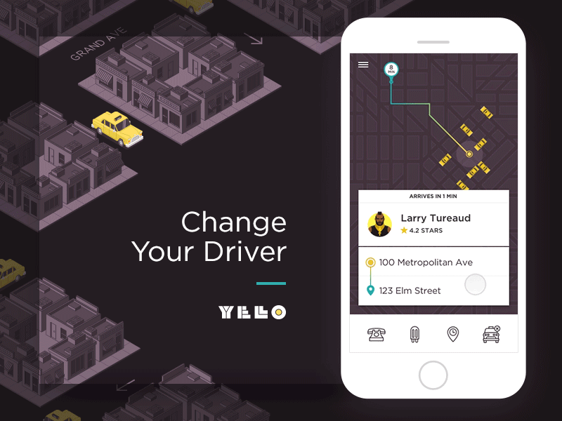 Yelo App Change Driver Flow ios infographic data visualization mobile daily ui ux logo flat vector web design icons icon ui web animation principle illustration design branding app
