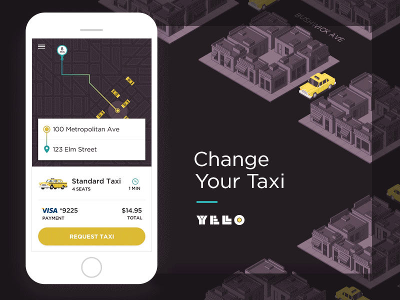 Yelo App Taxi Swap animation app branding daily ui data visualization design icon icons identity illustration infographic ios isometric mobile principle ui vector web web design