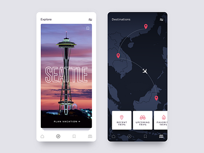 Daily UI 06 - Travel App UI app app concept app design app ui branding daily ui dashboard dashboard ui design icon icons ios mobile product design seattle typography ui ui design ux vacation