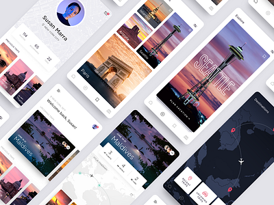 Daily UI 08 - Travel App Ui Grid app app ui kit branding clean daily ui design flat icons identity ios minimal mobile product design travel travel app type typography ui ui kit ux