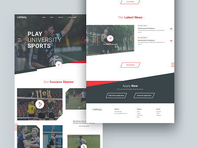 Affinity Homepage dynamic gray lines page red school sports web